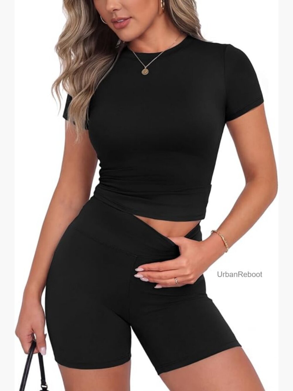 2 Piece Workout Set - Gym Shorts & Top Outfit for Women